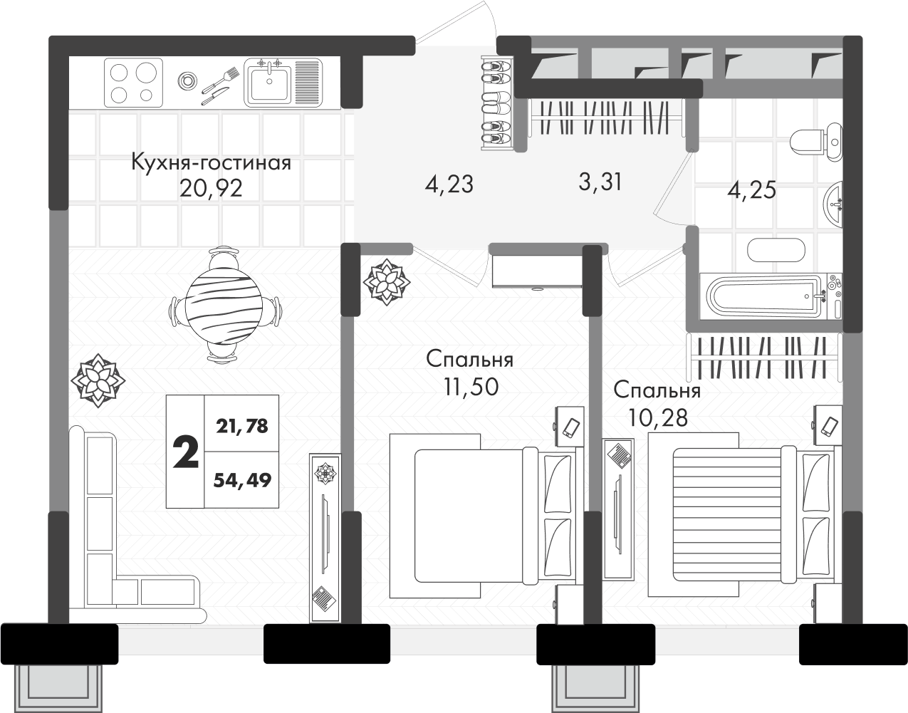 2-комнатная квартира 