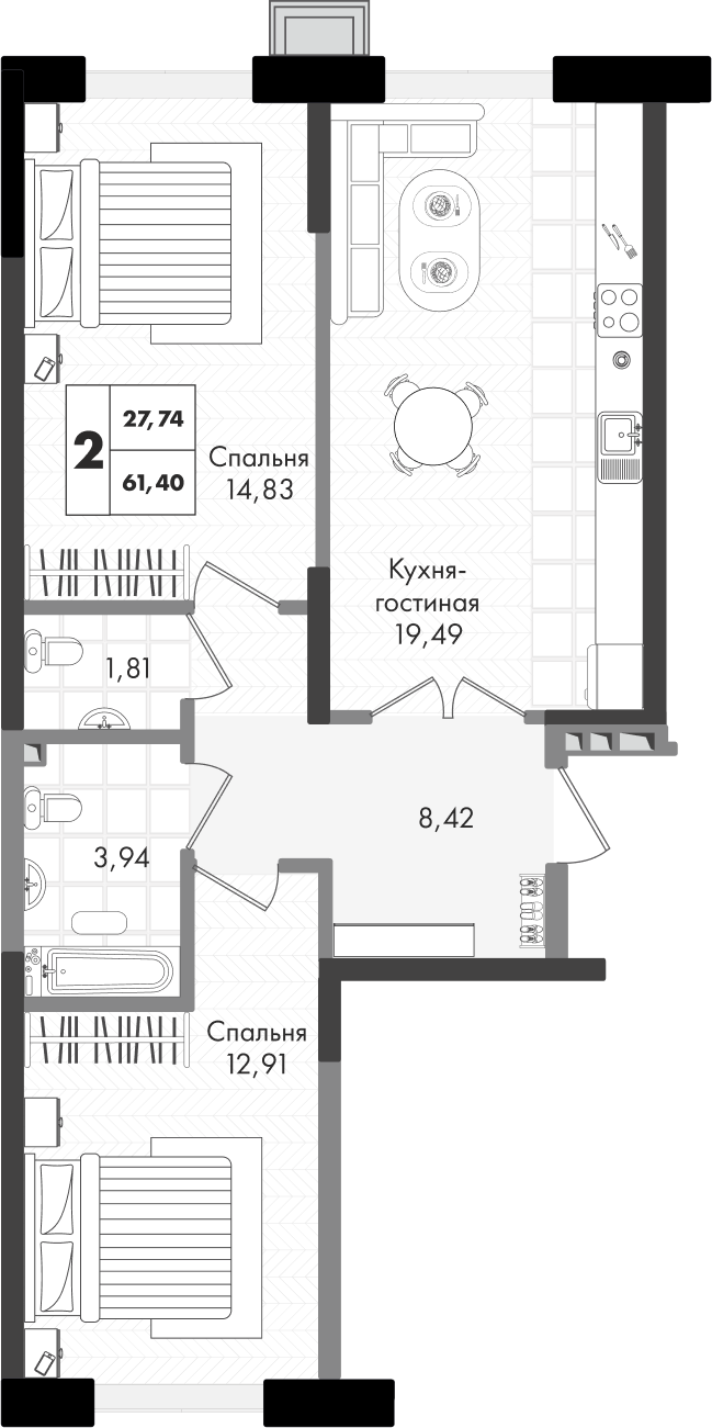 2-комнатная квартира 