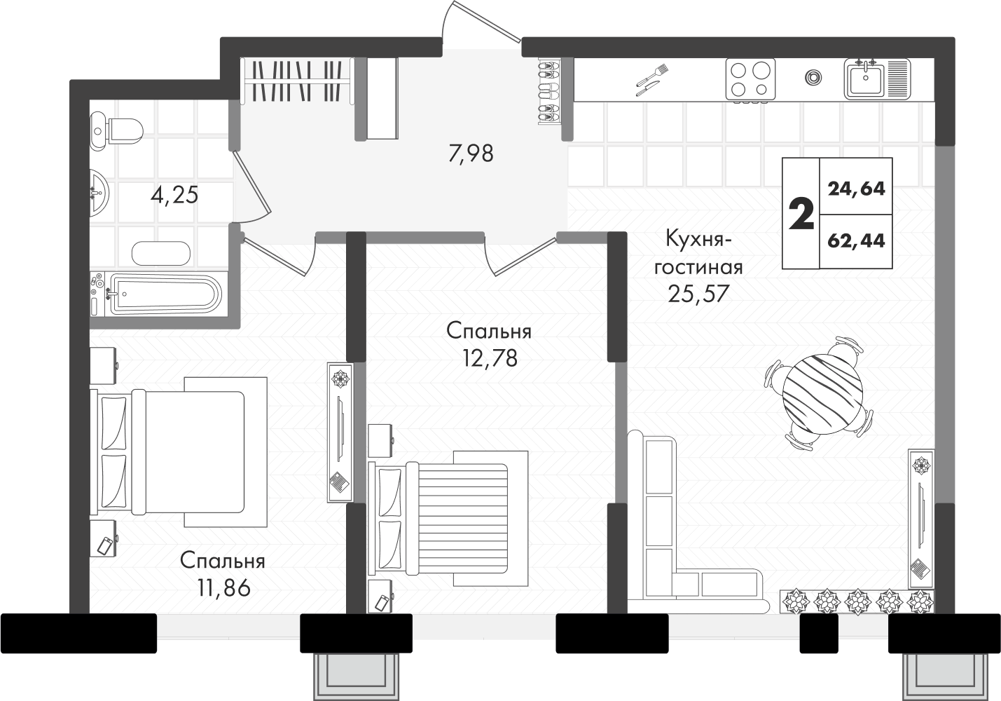 2-комнатная квартира 