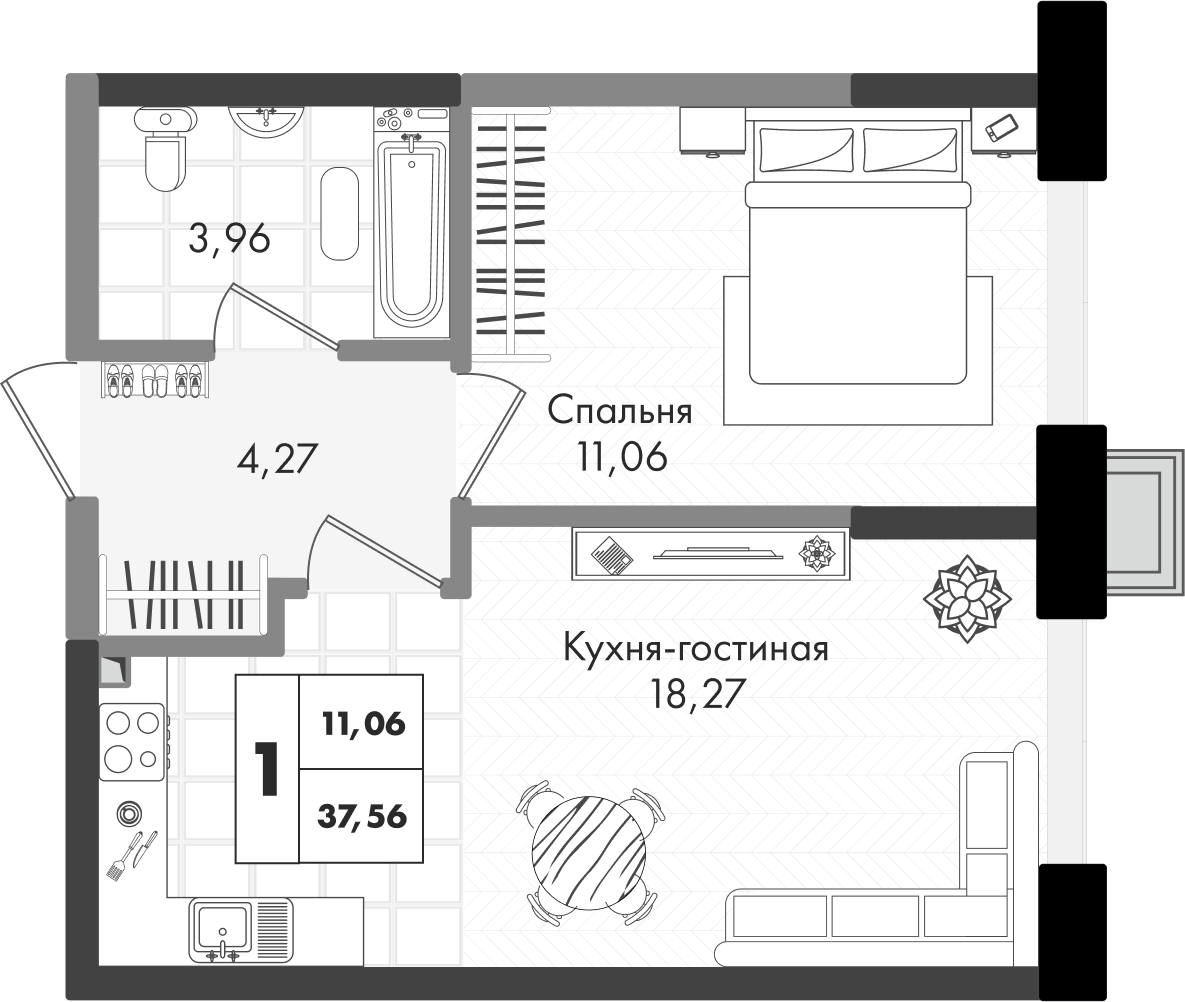 1-комнатная