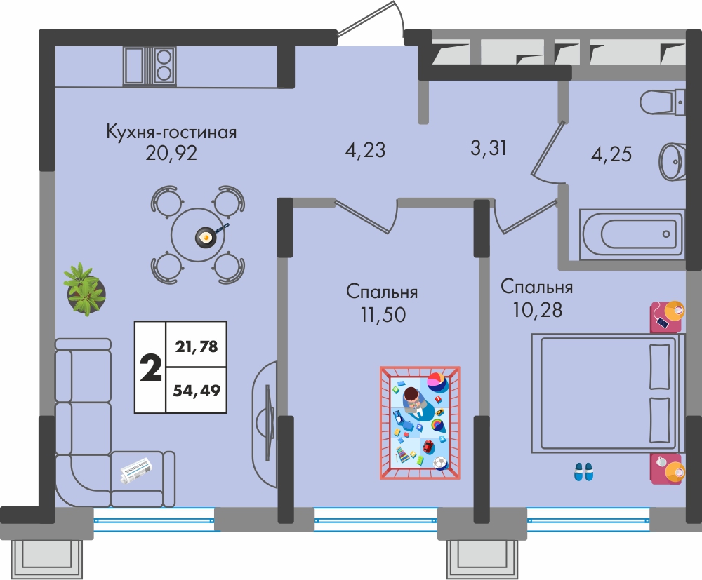 2-комнатная квартира 