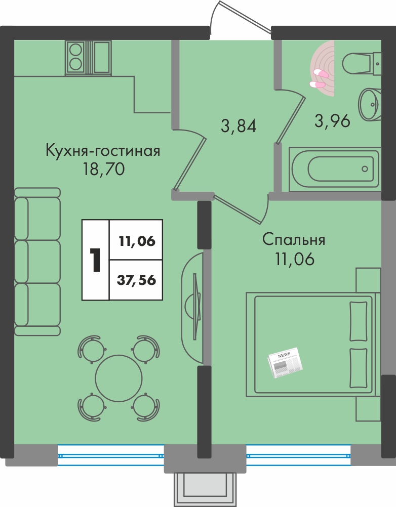 1-комнатная