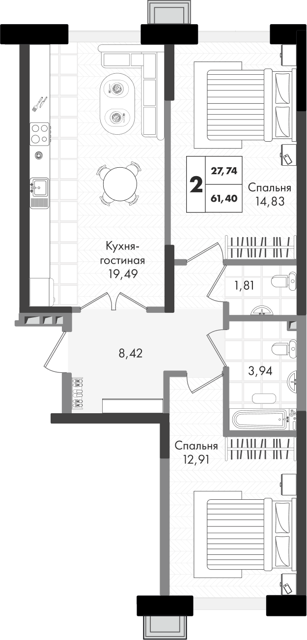 2-комнатная квартира 